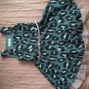 Girls size 4 dress, black, grey and pink leopard-print with poofy skirt.